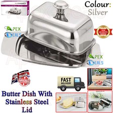Stainless Steel Butter Dish W/ Lid Holder Storage Kitchen Serving Container Tray