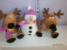 The Cuddle Crew Plush Toys Reindeer And Snowman Christmas xmas Theme 3 items