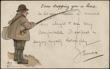 GB. Used John Hassall Fishing Postcard I am dropping you a line Undated