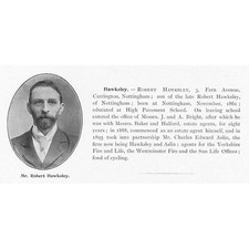 Robert Hawksley of Carrington, Nottingham Antique Print 1901