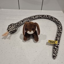 Snake Soft Plush Toy white And Brown Spots Colour and Brown Rabbit By Ark Toys
