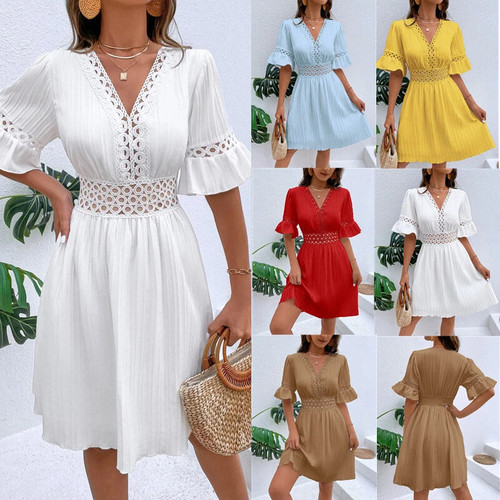 Womens neck lace dress short - womens,