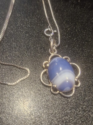 Blue lace agate - agate, pendant