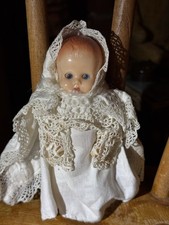 Small Vintage Hard Plastic Doll - Eyes Open & Close - 15cm