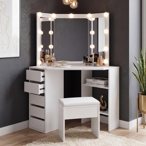 White dressing table with - white,