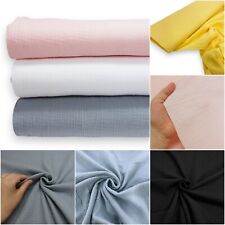 DOUBLE GAUZE Fabric Plain Cotton Crinkle Boho Muslin Baby Summer Dressmaking 