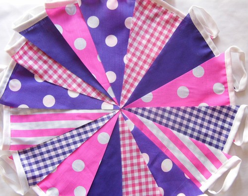Handmade fabric bunting - handmade, pink