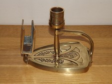 Antique Art Nouveau Brass Candlestick/Chamberstick & Match Box Holder