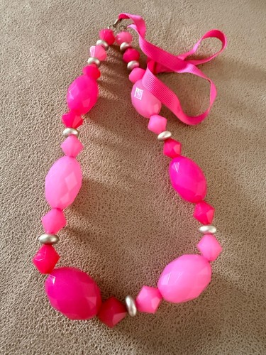 Pink beaded necklace chunky - beaded,