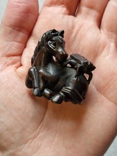 japanese netsuke horse and bettle- great condition, brown in colour, unsigned
