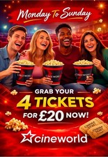 4x Cineworld Cinema Ticket -