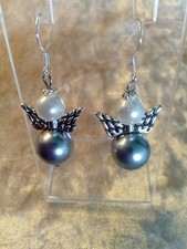 Guardian Angel Earrings Made With Pearls And Sterling Silver Hooks