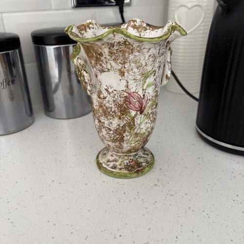 Vintage italian majolica vase - majolica,