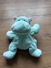 Ty Pluffies Tubby Green Pink Hippo Beanie Baby 2002