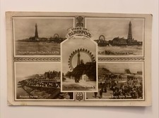 Vintage Blackpool Multiview Postcard - Promenade Tower Great Wheel Parade Beach