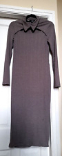 NEW Primark Midi Jersey Jumper Dress S UK 10-12 Ribbed Keyhole Collared - TAUPE