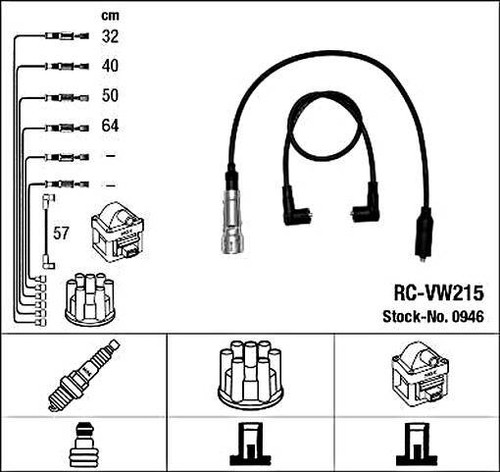 Black ignition cable kit - black, ngk