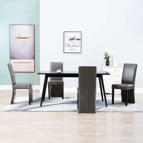 Dining chairs pcs gray - pcs, faux