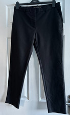 Zara Basic Black Flat Front Trousers - Size UK 12 - Good Condition