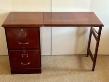 Transforming Compact Folding Wooden Desk / Lockable Filing Cabinet