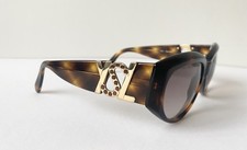 YVES SAINT LAURENT YSL Logo Sunglasses Tortoiseshell Gold Tone Crystal Studs