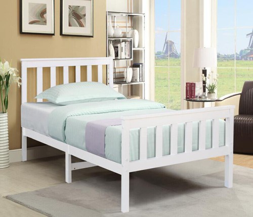 White 3ft 4ft wooden bed - white, frame