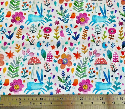 Bunny fabric forest rabbit - forest,