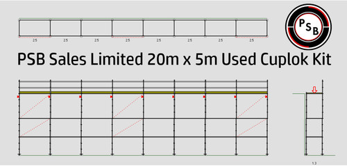 Used cuplock scaffold 20m 5m - used, x