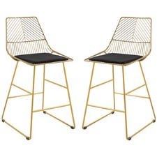 HOMCOM Modern Counter Height Bar Stools Set of 2 pcs Wire Metal Barstools