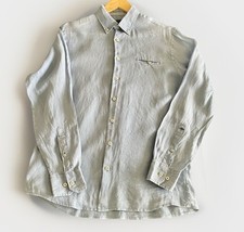 FYNCH HATTON - Soft Garment Washed 100% Linen Long Sleeve Shirt Med Lightweight