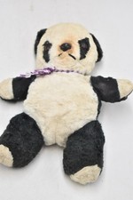 Vintage 1960s European Silk Panda Teddy Bear Plush 25cm Collectible