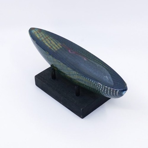 Glass boat signed blue kosta - signed,