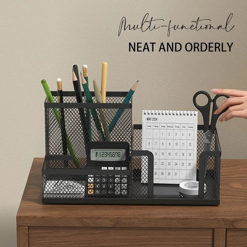 Metal mesh desk organiser - metal,