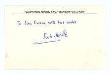 Vintage Patrick Moore autograph original hand signed headed paper astronomer 