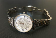 emporio armani ar1925 crystal pave white dial s/steel ladies classic watch