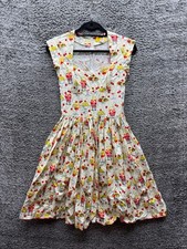 Bernie Dexter Dessert All Over Print Cotton Fit & Flare Dress White Women Size S