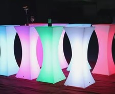 Illuminated neon drinks table night club bar event space party cocktail