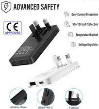 30W Flat Slim Mulit Port USB-C USB-A FAST Power Adapter for iPhone Samsung Phone