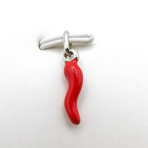 Sterling silver red enamel - silver,