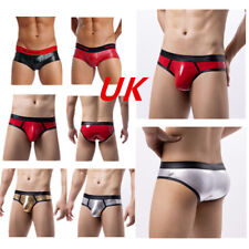 UK Mens Metallic Leather Boxer Shorts Hot Pants Low Rise Hipster Swim Trunks