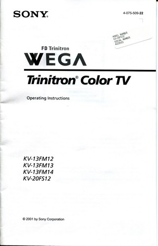 Sony wega trinitron color - sony, fd