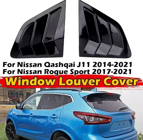 Gloss black rear window - black, louver