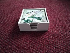 Set of 4 flower/Bird cages,Ceramic Coasters Table Protectors.