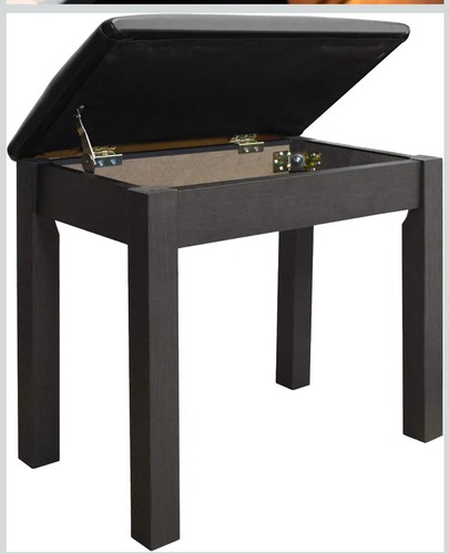 Black wood piano bench stool - black,
