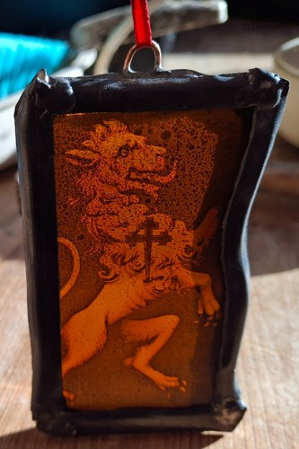 Stained glass lion - stained, leaded