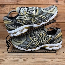 Asics Trainers Mens Size UK 9 Gel Nimbus 12 White Black Gold Mesh Shoes Y2K