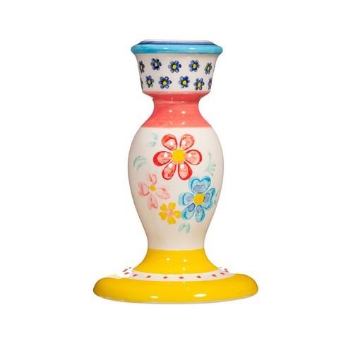 Folk floral candlestick holder - candlestick,