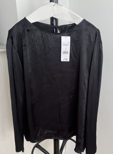 Ladies faux satin - faux, black