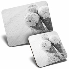 Mouse Mat & Coaster Set - BW -