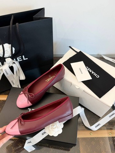 Chanel ballet flats - chanel, burgundy